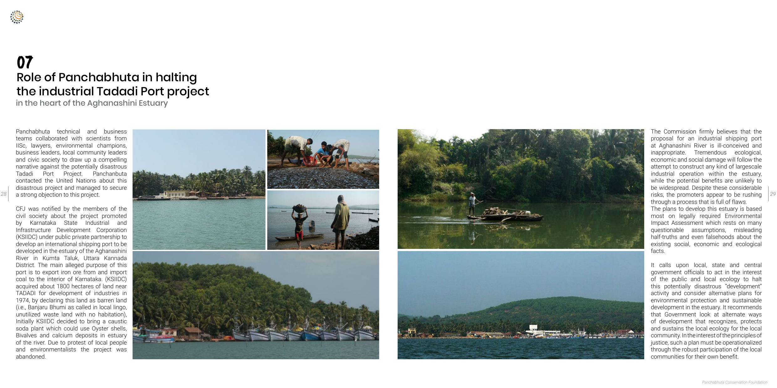 Panchabhuta's own record of the Tadadi Port advocacy campaign, including the UN Commission's own quoted written objection to the proposed port
